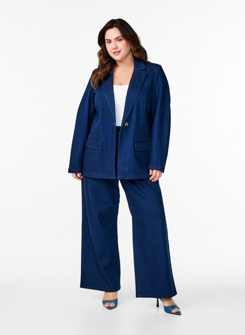 Denim blazer med lommer, Bl&aring;, Model image number 1