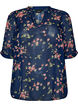 Bluse med blomsterprint og V-udsk&aelig;ring, Bl&aring;, Packshot image number 0
