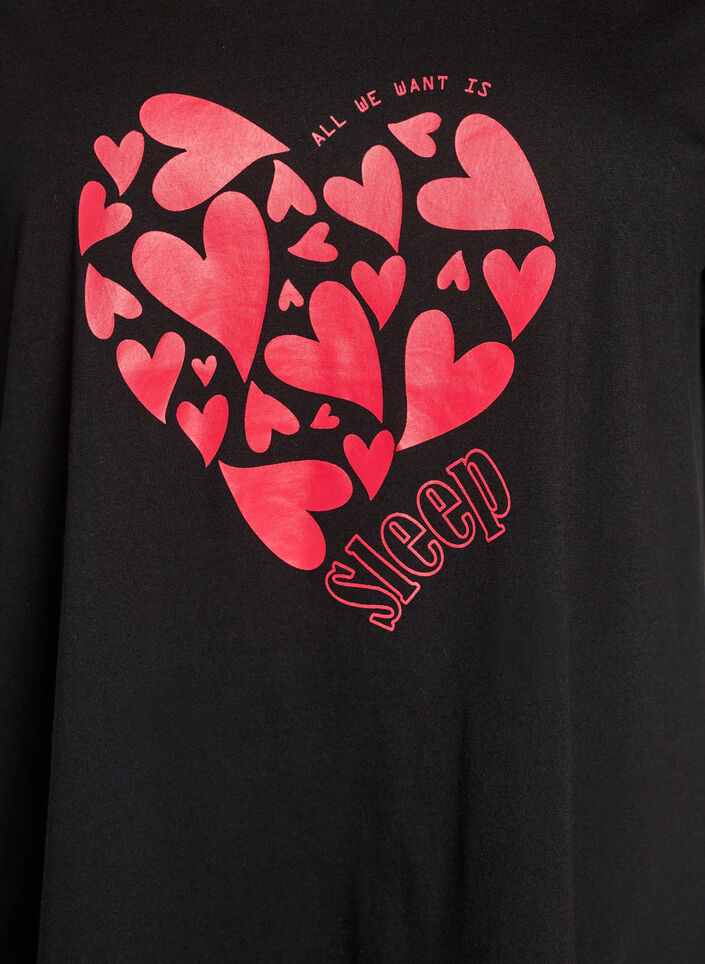 Kort&aelig;rmet natkjole i &oslash;kologisk bomuld , Sort, Packshot image number 2