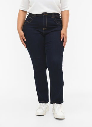 Slim fit Vilma jeans med høj talje, Dk blue rinse, Model image number 3