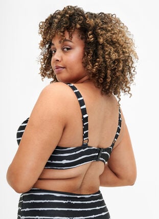 Printet bikini bh med bøjle, Black White Stripe, Model image number 1