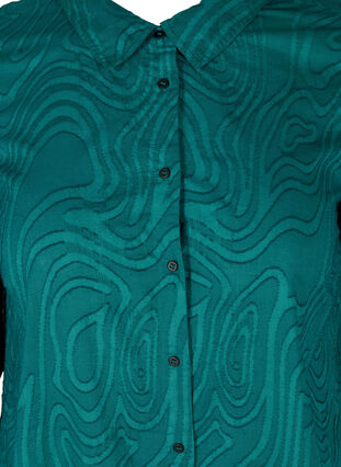 Lang mønstret skjorte i bomuld, Pacific, Packshot image number 2