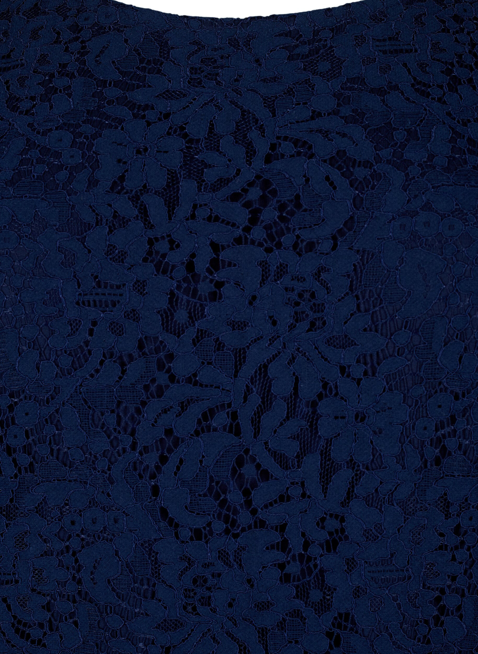 Zizzi Blondekjole med lange &aelig;rmer, Navy Blazer, Packshot image number 2