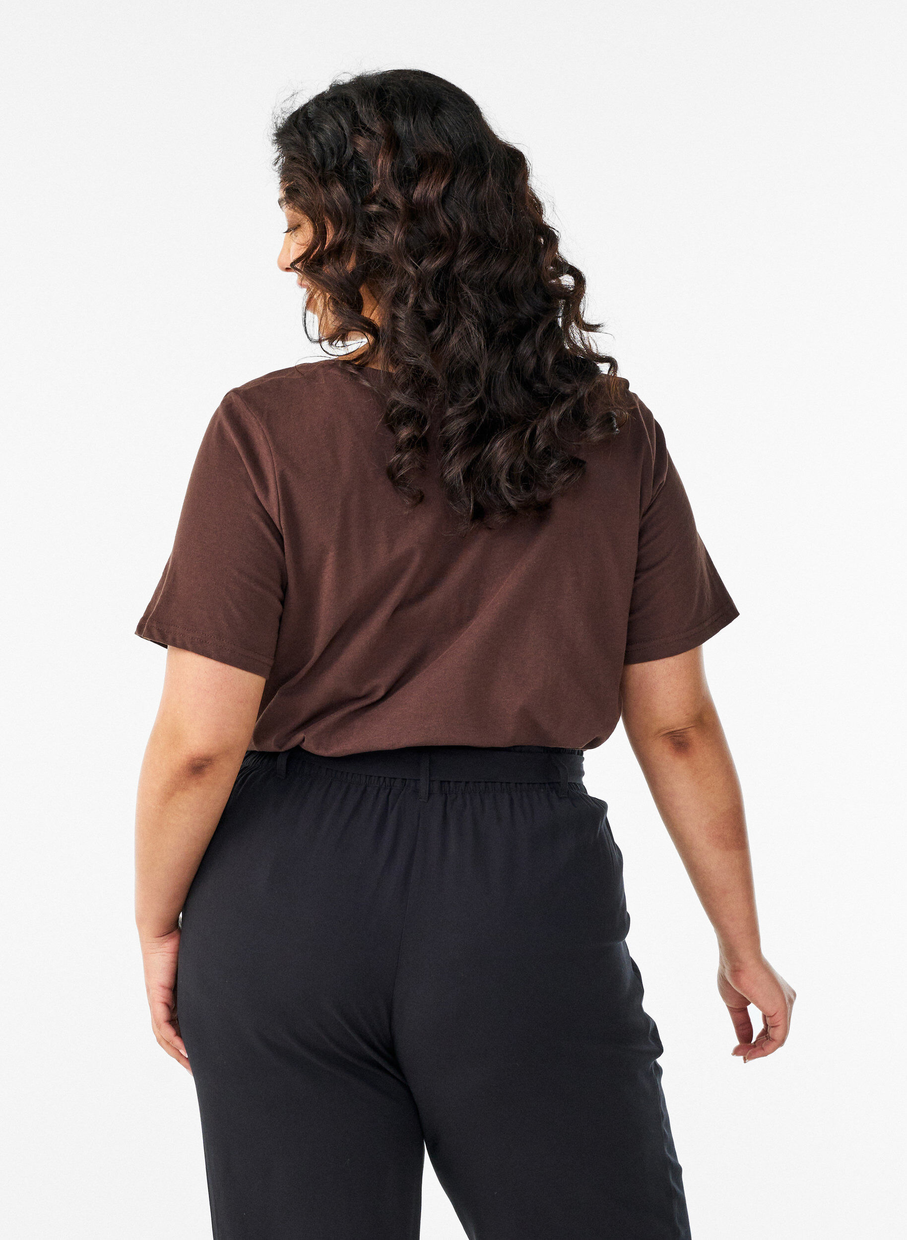 ZizziT-shirt med V-hals, Brun, Model image number 2