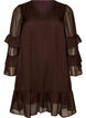 Kort kjole med transparente fl&aelig;se&aelig;rmer, Brun, Packshot image number 0