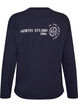 Lang&aelig;rmet jerseybluse med tekstprint, Bl&aring;, Packshot image number 1