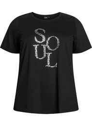 T-shirt med motiv, Sort