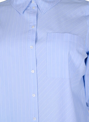 Stribet skjorte i bomuldsblanding, Blue w. White Stripe, Packshot image number 2