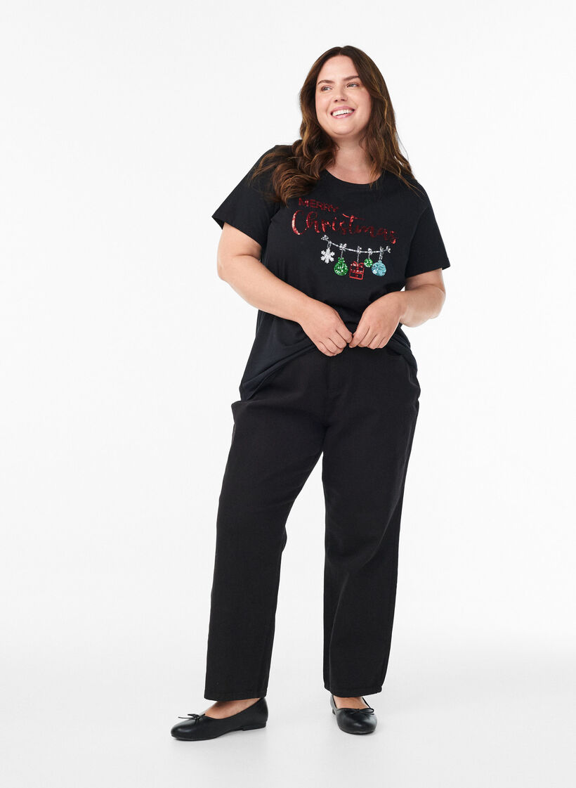 Jule t-shirt i økologisk bomuld, Sort, Model image number 1