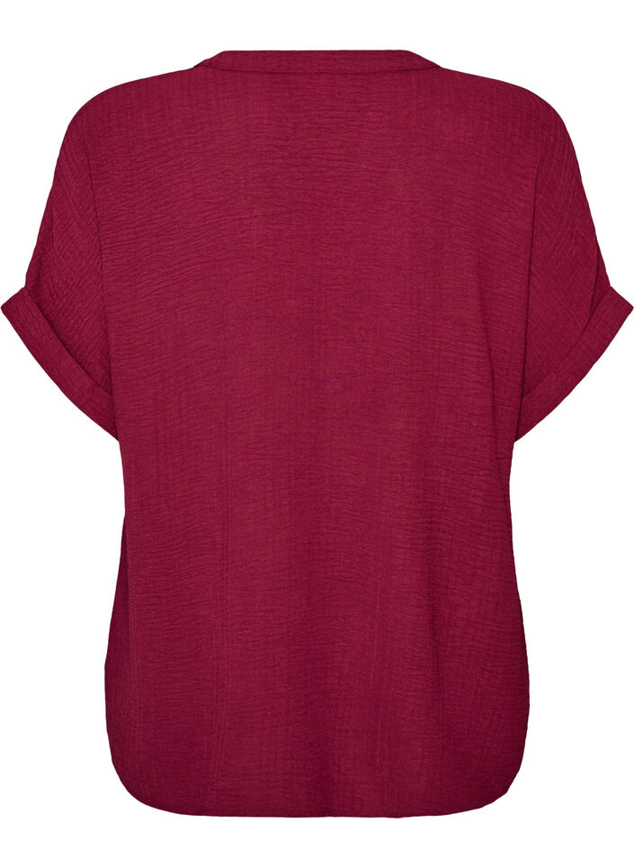 L&oslash;s bluse med korte &aelig;rmer, R&oslash;d, Packshot image number 1