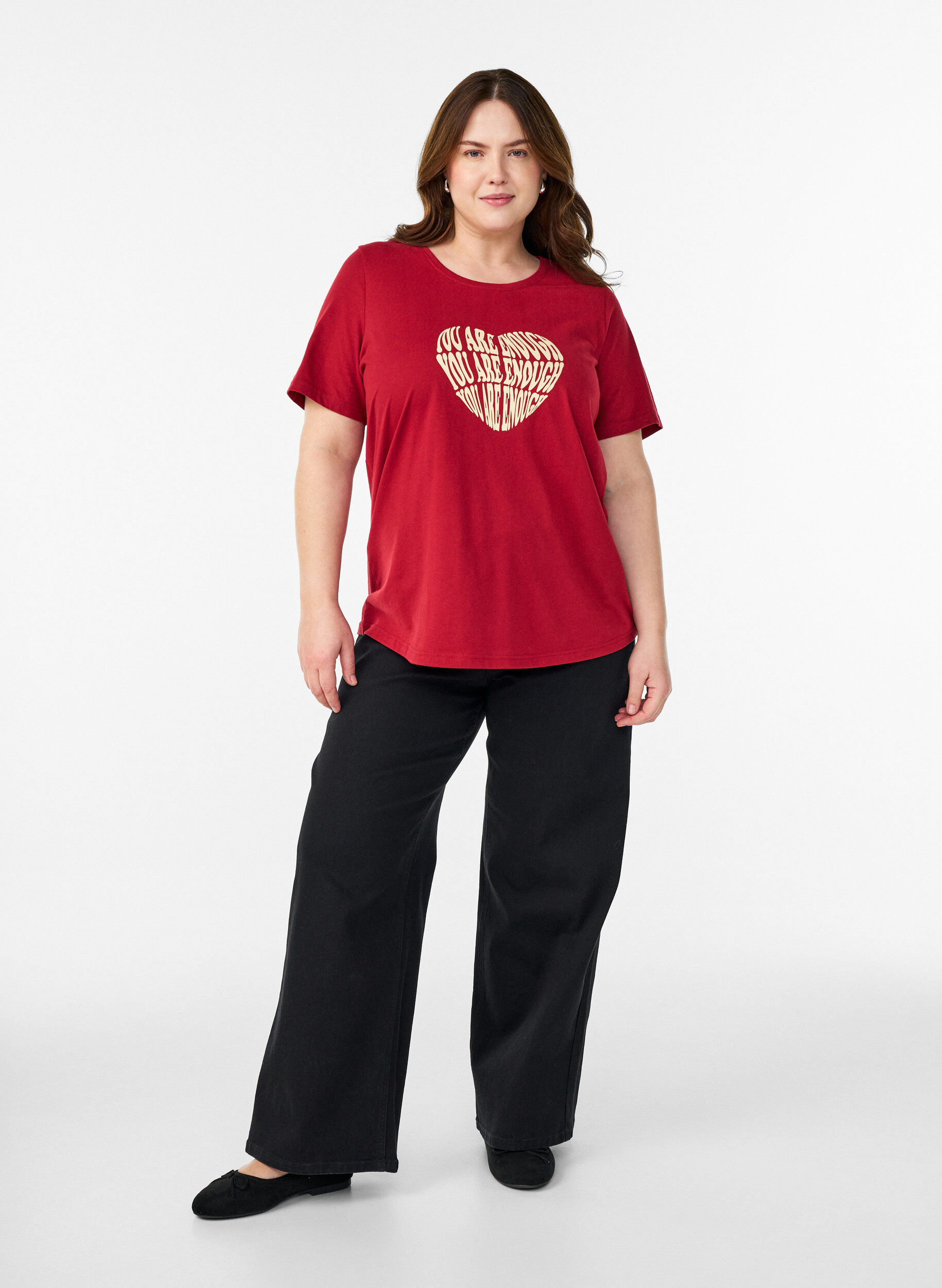 ZizziT-shirt med motiv , R&oslash;d, Model image number 1
