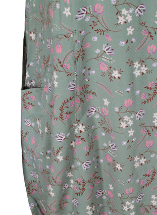 Kortærmet viskose kjole med print, Chinois Green Flower, Packshot image number 3
