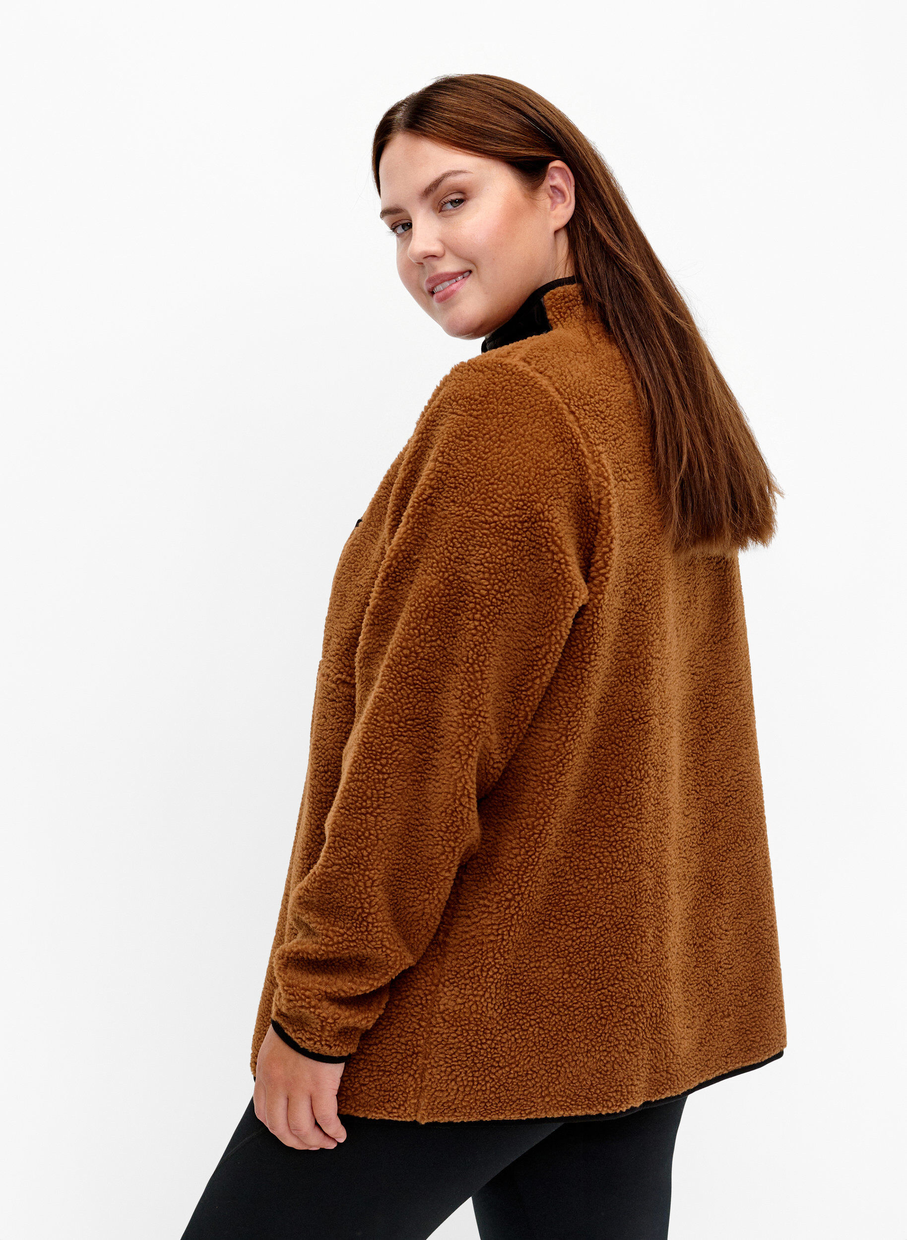 Zizzi Teddy anorak med h&oslash;j hals og lynl&aring;s, Partridge ASS, Model image number 1