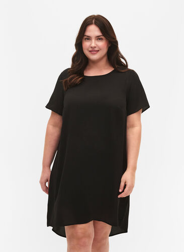 Kjole med korte ærmer, Black, Model image number 0