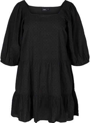 Kjole med 3/4 ærmer og a-form , Black, Packshot image number 0