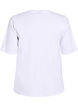 Ribbet jerseybluse med korte &aelig;rmer, Hvid, Packshot image number 1