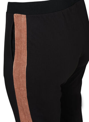 Sweat bukser med velour detalje, Black w. Burlwood, Packshot image number 3