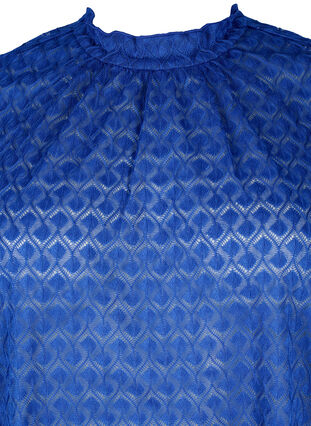 Langærmet bluse med mønstret tekstur, Deep Ultramarine, Packshot image number 2