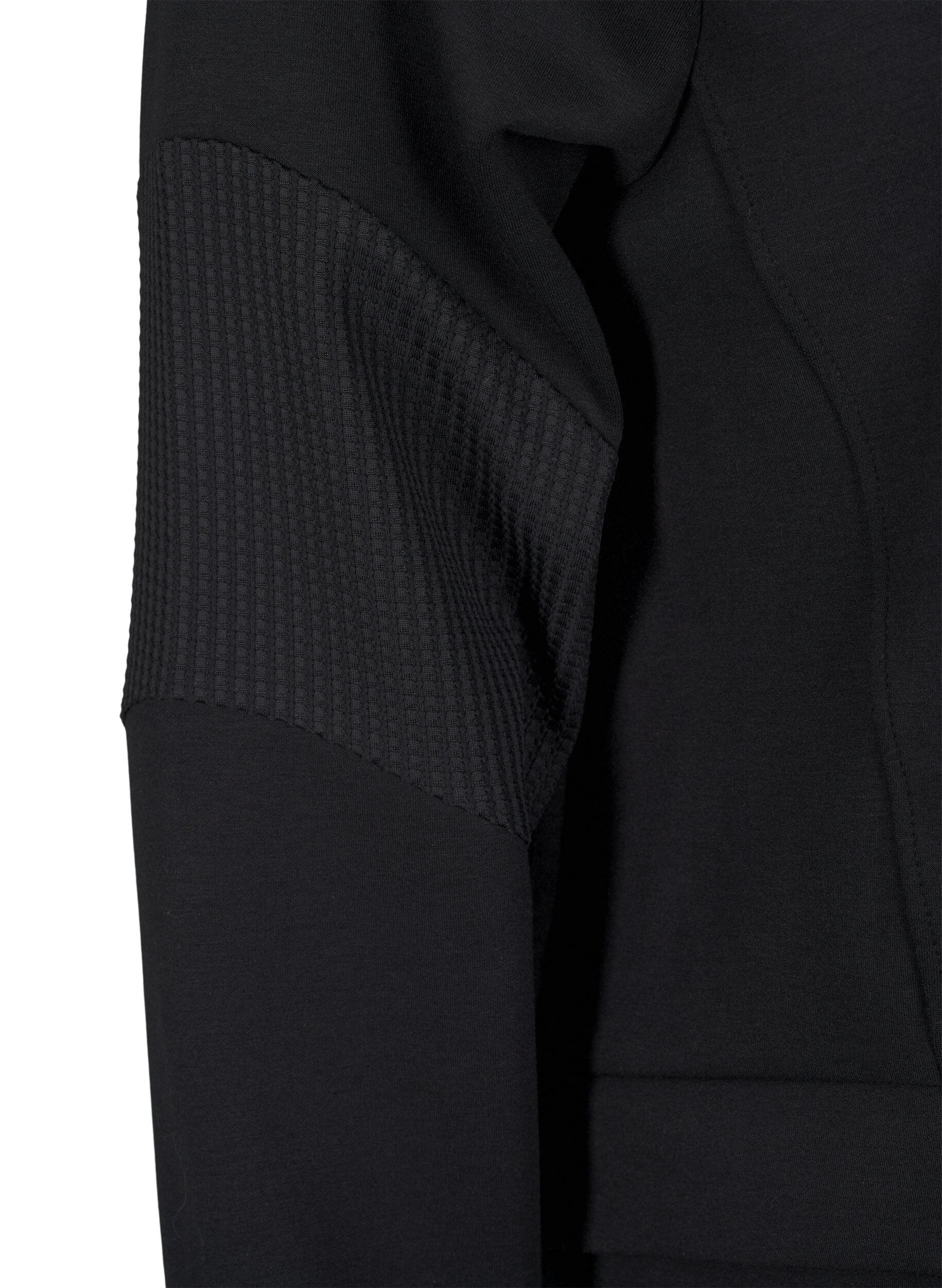Zizzi Sweat cardigan med h&aelig;tte og lommer, Black, Packshot image number 3