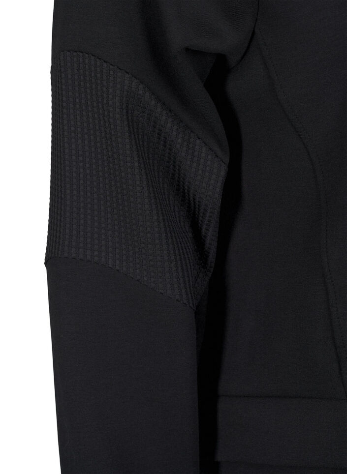 Sweat cardigan med hætte og lommer, Black, Packshot image number 3