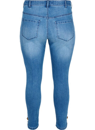 Cropped Amy jeans med perledetalje, Blue denim, Packshot image number 1