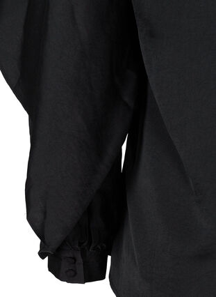 Langærmet bluse med rund hals, Black, Packshot image number 3