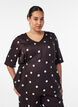 Prikket viskosebluse med V-udsk&aelig;ring og bindeb&aring;nd, Brun, Model image number 0