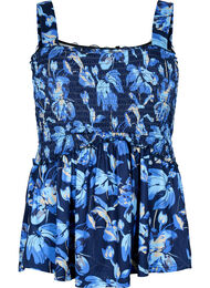 Ammevenlig top med smock, Blue Flower Print