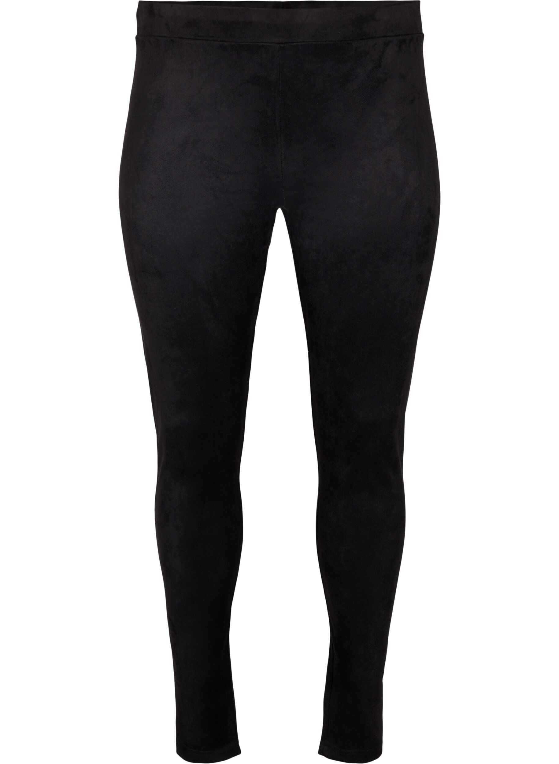Zizzi Leggings i imiteret ruskind, Black, Packshot image number 0