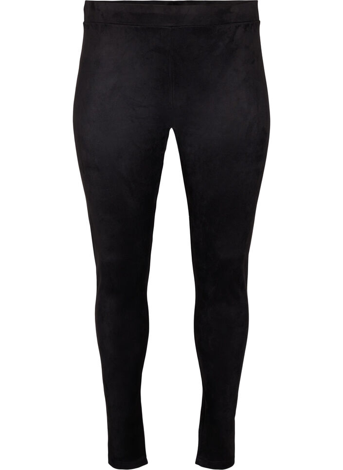 Leggings i imiteret ruskind, Black, Packshot image number 0