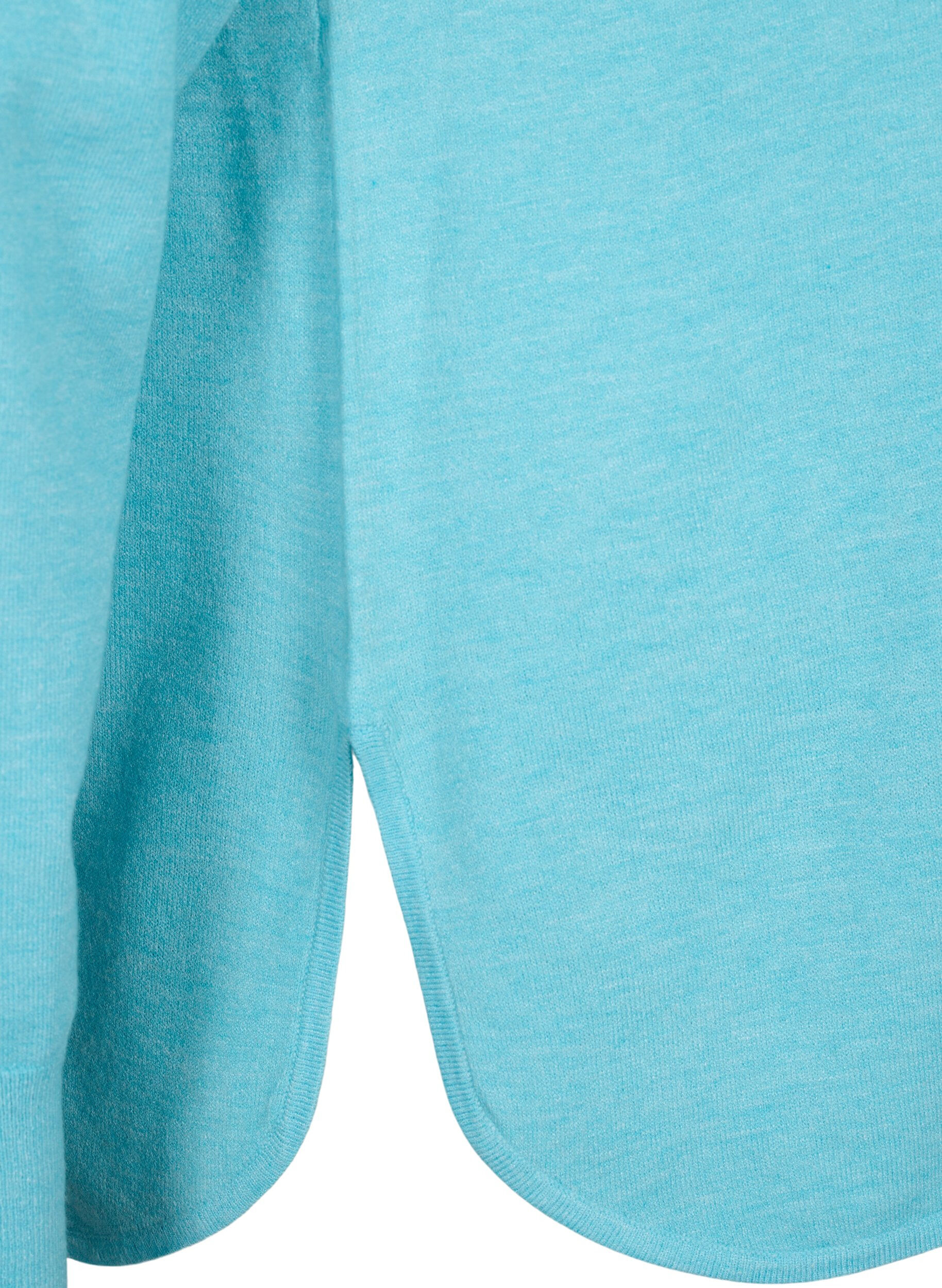 Zizzi Strikbluse med raglan&aelig;rmer, Blue Curacao Mel., Packshot image number 3