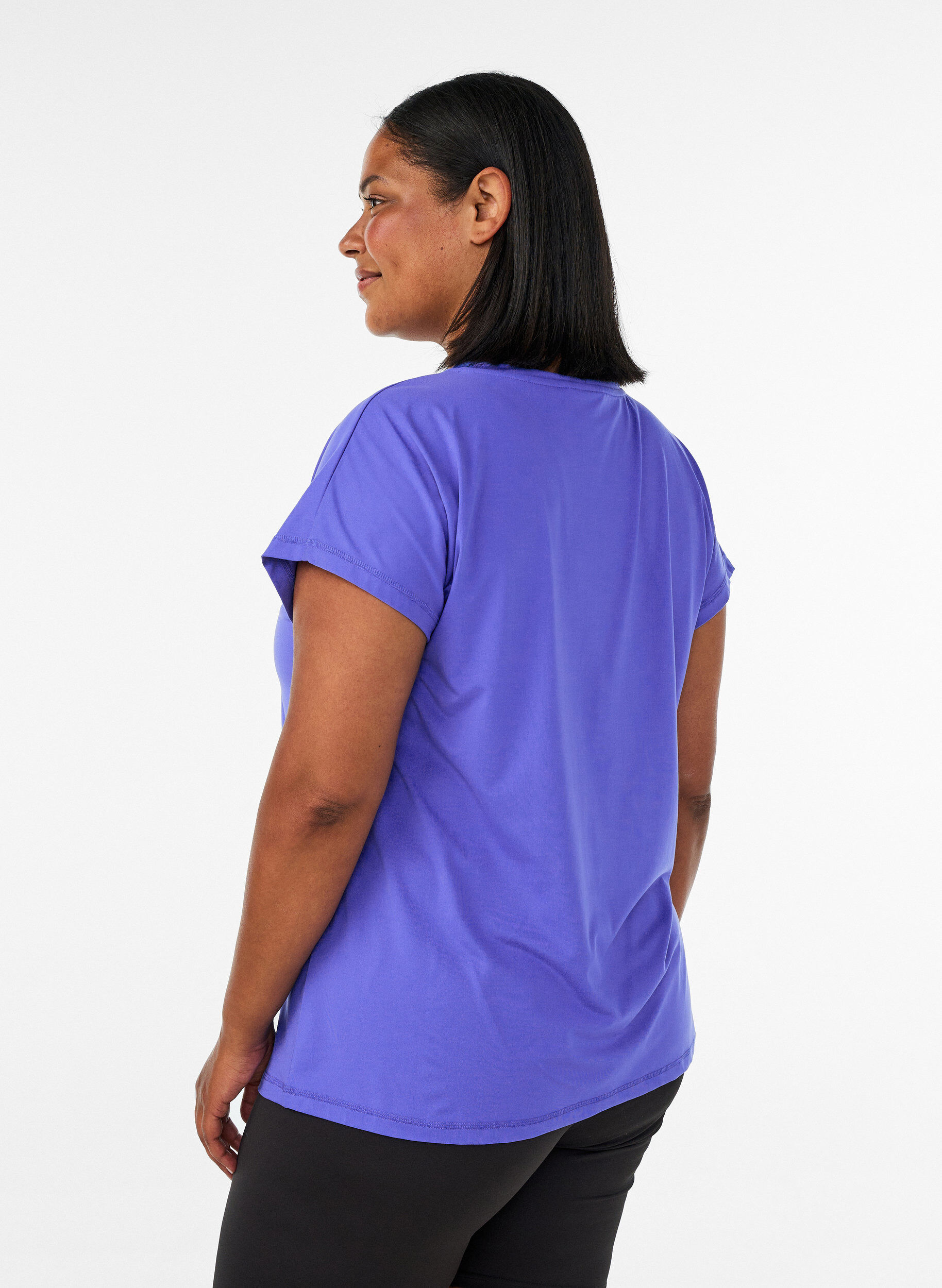 ZizziEnsfarvet tr&aelig;nings t-shirt, Bl&aring;, Model image number 2