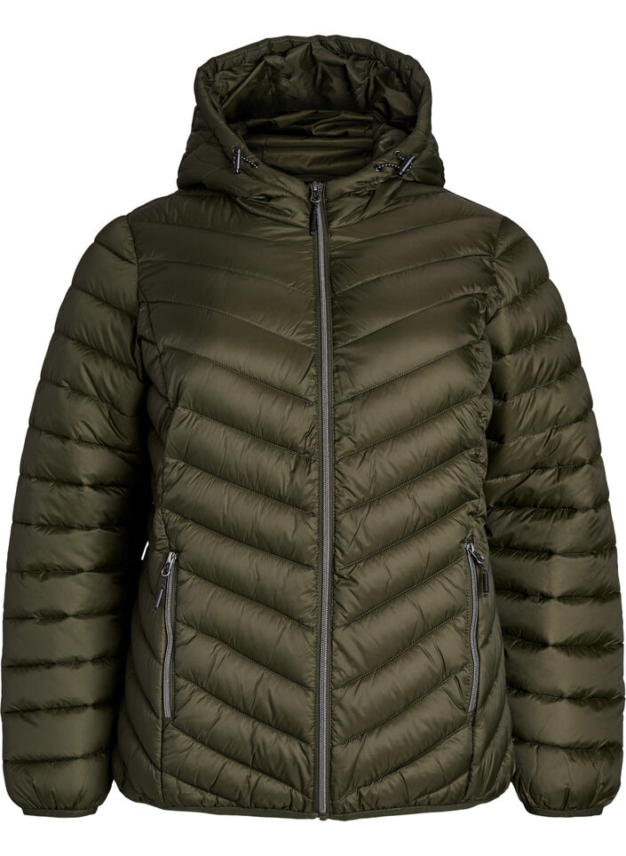 Letv&aelig;gts jakke med h&aelig;tte, Gr&oslash;n, Packshot image number 0