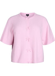 Kort&aelig;rmet strikcardigan med sl&oslash;jfer, Lyser&oslash;d