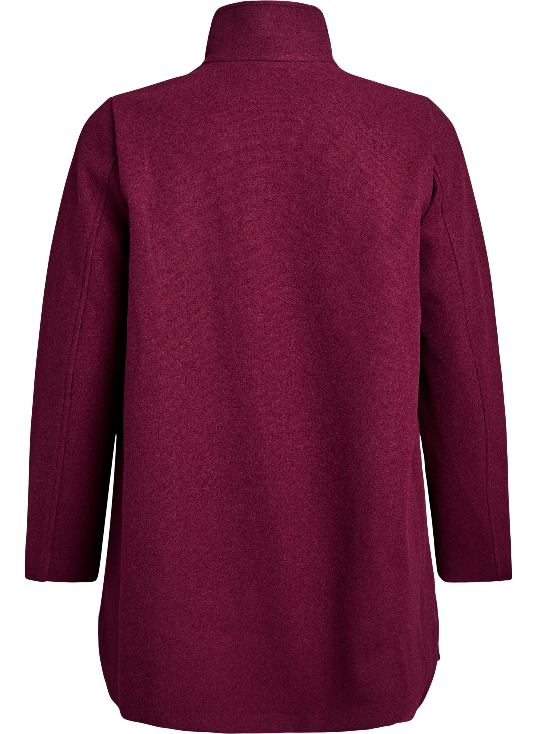 ZizziKort frakke med A-facon, M&oslash;rk Bordeaux, Packshot image number 1