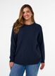 Meleret strikbluse med rund hals, Bl&aring;, Model image number 0