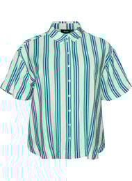 Stribet skjorte i viskose med korte &aelig;rmer, Vanilla