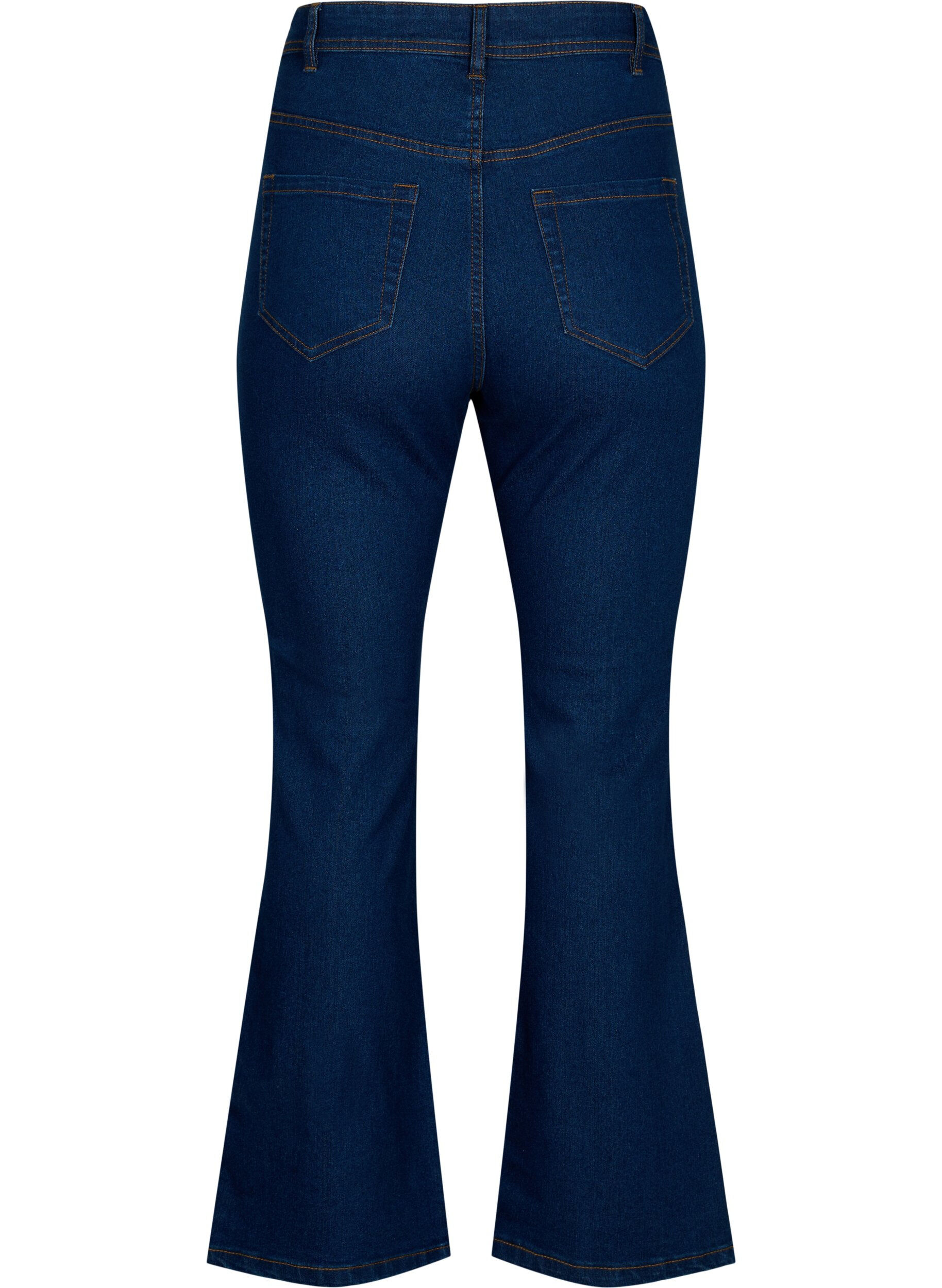 ZizziH&oslash;jtaljede jeans med bootcut, Bl&aring;, Packshot image number 1