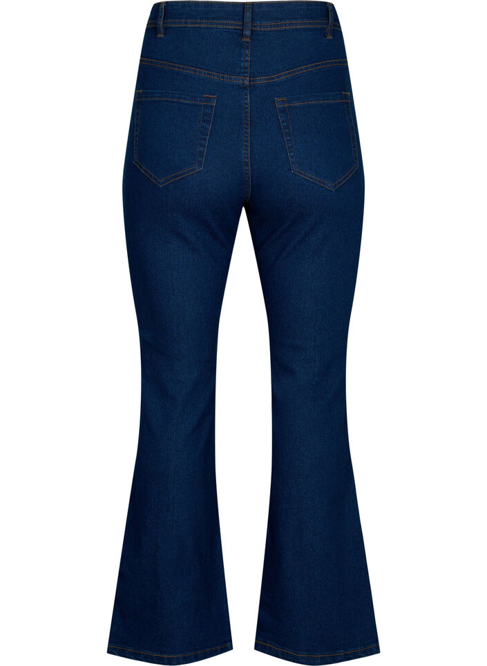 H&oslash;jtaljede jeans med bootcut, Bl&aring;, Packshot image number 1