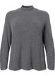 Turtleneck strikbluse med rib, Dark Grey Melange, Packshot image number 0