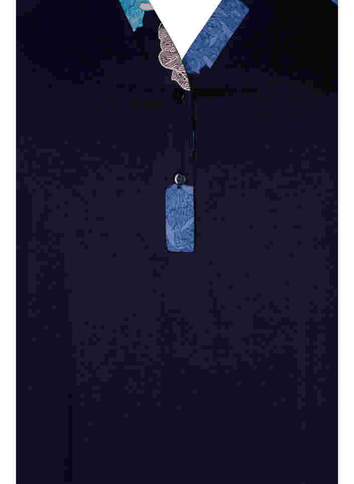 Kortærmet bomulds natkjole med printdetaljer, Blue Flower, Packshot image number 2