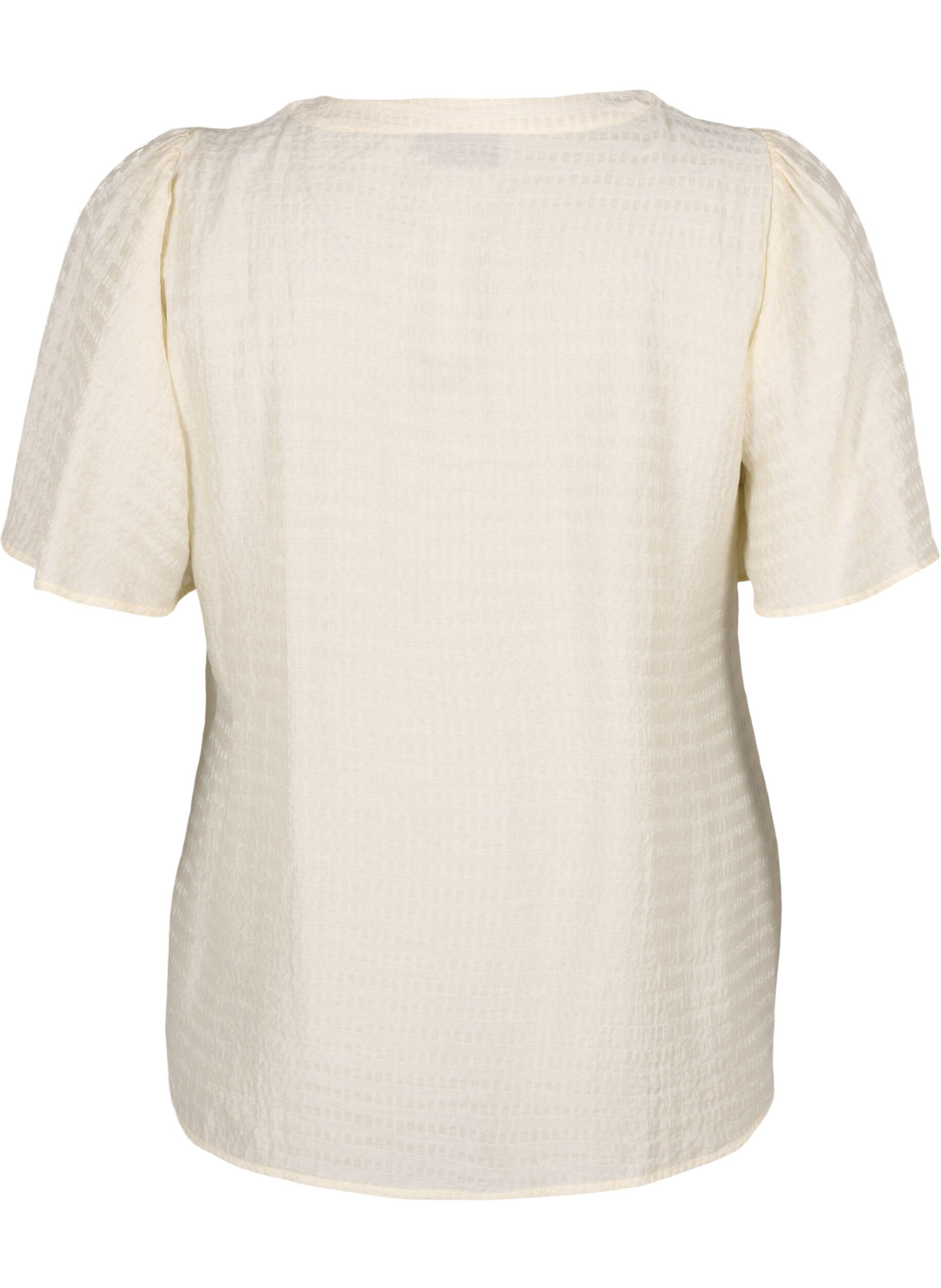Zizzi Lyocell skjortebluse med tekstur, Antique White, Packshot image number 1