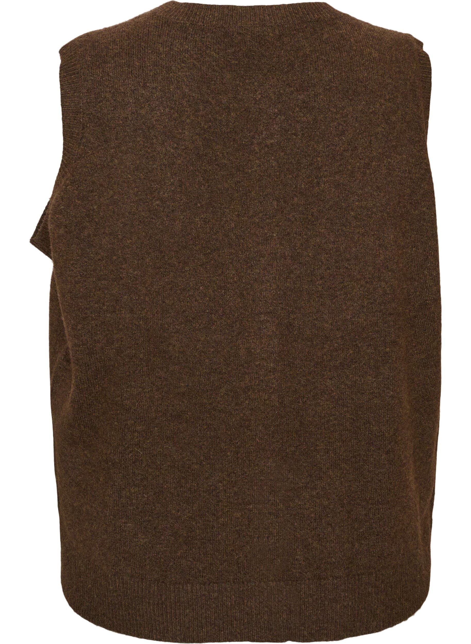 ZizziStrikket vest med dekorative knapper, Brun, Packshot image number 1