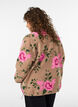 Blomstret fleecejakke med h&oslash;j hals og lynl&aring;s, Beige, Model image number 2