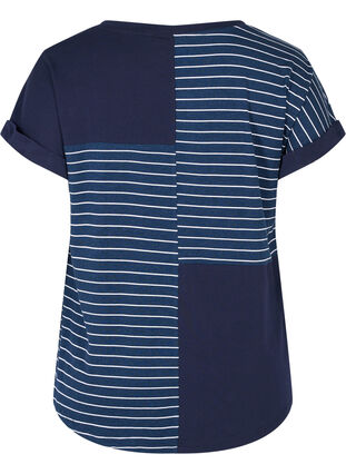 Kortærmet viskose t-shirt med striber, Night Sky Stripe, Packshot image number 1