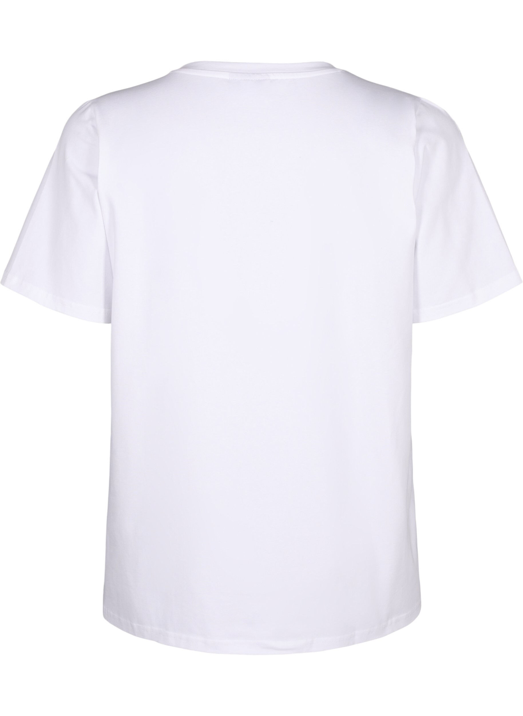 Zizzi T-shirt i &oslash;kologisk bomuld med broderidetaljer, Bright White, Packshot image number 1