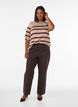 Stribet strikbluse med korte &aelig;rmer, Beige, Model image number 1