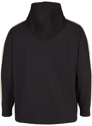 Sweatshirt med hætte og lomme, Black, Packshot image number 1