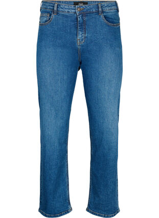 Højtaljede Gemma jeans med regular fit, Blue denim, Packshot image number 0