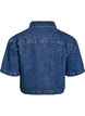 Kort denimjakke med knaplukning og korte &aelig;rmer, Bl&aring;, Packshot image number 1
